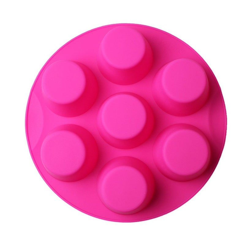 SHEbaking Silicone Muffin Pans for Air Fryer 7 Cavity Muffin Tray Cupcake Pan Nonstick Brownie Cake Mold Round Pudding Recipe Tray Bakeware - Image 2